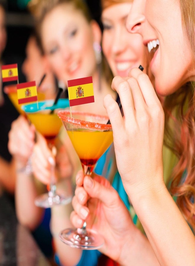 Geodurn 200 Pcs Small Spain Flag Toothpick Toppers Picks, Mini Spanish Cupcake Flags on Wooden Sticks for National Day, Hispanic Heritage, Football Parties, Cocktails, Tapas, and Table Decorations - Image 5
